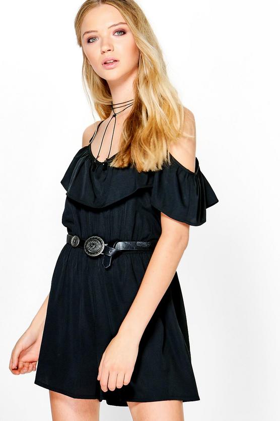 Jenny Ruffle Cold Shoulder Playsuit